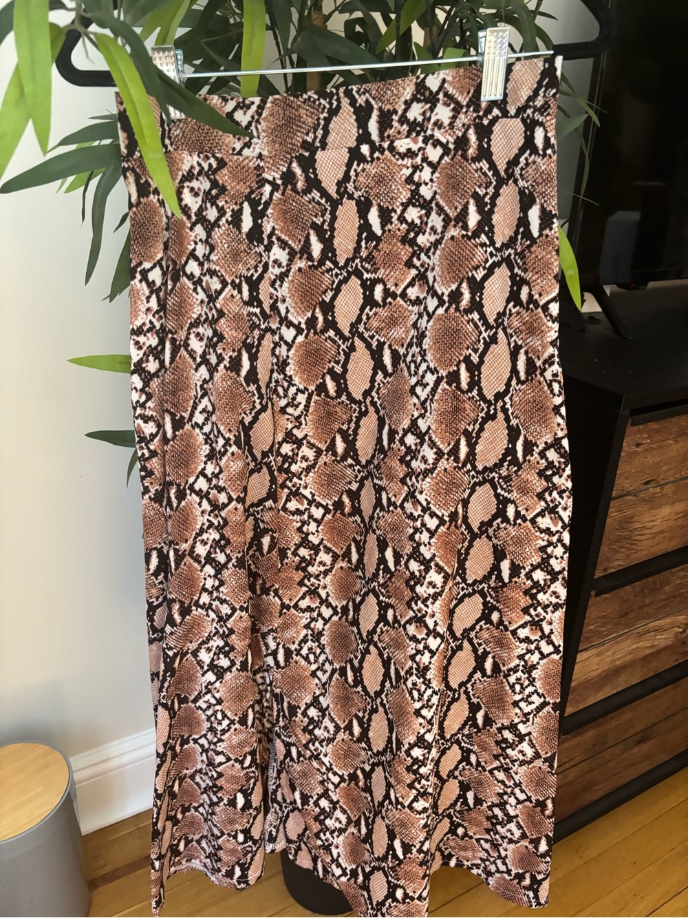 Snake Print Midi Skirt in Brown & Black